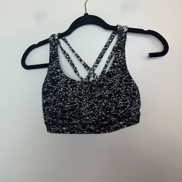 LULULEMON Energy Bra Ice Breaker Black Speckled Print Size 6 - Picture 5 of 8